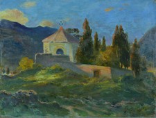 Usado, Linda pintura paisagem antiga provençal Capela Alpilles 19 Th Gaston comprar usado  Enviando para Brazil