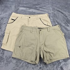 Lote de 2 shorts masculinos de carga Gravel Gear 40 bege para caminhadas ao ar livre com zíper bolsos comprar usado  Enviando para Brazil