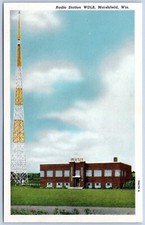 Cartão postal WI Marshfield Wisconsin estação de rádio torre antena WDLB C21 comprar usado  Enviando para Brazil