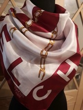 Vintage Large CHANEL Paris Scarf Women 100% Silk Red Gold White Shawl France na sprzedaż Vintage Large CHANEL Paris Scarf Women 100% Silk Red Gold White Shawl France na sprzedaż  PL