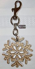 Chaveiro Coach 92195 couro floco de neve cristal strass bolsa ouro prata comprar usado  Enviando para Brazil