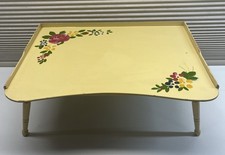 ANTIGO 50’s Dobrável Ajustável Madeira MESA/BANDEJA DE CAMA Amarela com Flores Rosa Pintadas, usado comprar usado  Enviando para Brazil