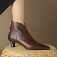 Botas de tornozelo femininas salto gatinho corte V moda biqueira pontiaguda costas zíper botas comprar usado  Enviando para Brazil