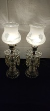 Usado, Par Vintage de Abajures Boudoir de Cristal Furacão com Prismas e Abajures de Vidro Fosco comprar usado  Enviando para Brazil