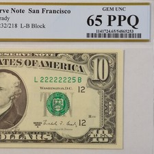 Nota de série extravagante de US$ 10 7 em uma fileira série quase sólida 1988A PCGS 65PPQ - L222225B comprar usado  Enviando para Brazil
