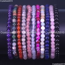 Pulsera elástica 2 piezas hecha a mano de 4 mm con cuentas redondas de piedras preciosas naturales talla 6" segunda mano  Embacar hacia Mexico