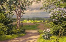 Pintura a óleo arte dos sonhos Johan-Krouthen-início-verão-paisagem primavera temporada arte comprar usado  Enviando para Brazil