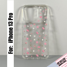 Capa projetada para iPhone 13 Pro - Transparente cintilante com flores rosa e branco comprar usado  Enviando para Brazil