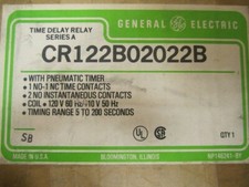 CR122B02022B RELÉ DE ATRASO DE TEMPO TEMPORIZADOR PNEUMÁTICO 5-200 SEGUNDOS 120V BOBINA NOVO GE, usado comprar usado  Enviando para Brazil