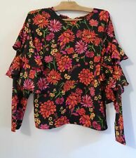 Blouse noire fleurs d'occasion  Bourg-de-Thizy