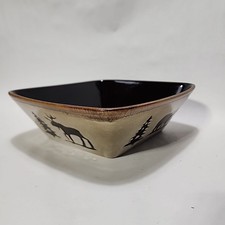Tigela de servir Woodland Home Studio 10,5" grande quadrada bege e marrom cerâmica  comprar usado  Enviando para Brazil