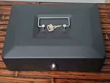 Gaveta de dinheiro durável de liga preta de aço com compartimentos de camada dupla e trava segura comprar usado  Enviando para Brazil