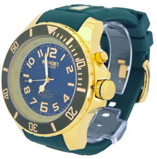 Usado, Kyboe! Relógio masculino gigante 55 mm caixa de ouro inoxidável pulseira de silicone verde 100M WR comprar usado  Enviando para Brazil