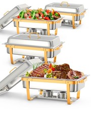 Conjunto Buffet de Prato Chafing, Pacote com 4 QT, Pratos Retangulares, Buffet com Suporte de Tampa, usado comprar usado  Enviando para Brazil