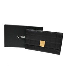 Carteira CHANEL CC Logo Barra de Chocolate Tríplice Longa Couro Preta GHW 61EE347 comprar usado  Enviando para Brazil