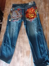 Usado, Vintage Y2K 5ive Jeans Selva Baggy 38x30 Denim Skatista Largo Bordado Grafite comprar usado  Enviando para Brazil