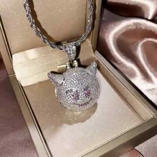 Pingente masculino folheado a ouro branco 14K corte redondo real moissanita desenho animado diabo comprar usado  Enviando para Brazil