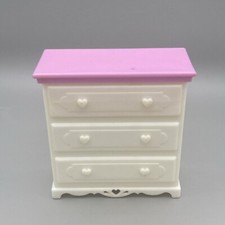 Antigo Mattel Barbie Kelly Tommy Friends CÔMODA DE QUARTO BRANCA E ROSA PARA BONECA, usado comprar usado  Enviando para Brazil