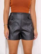 Shorts femininos elegantes de couro genuíno preto designer coquetel calças comprar usado  Enviando para Brazil