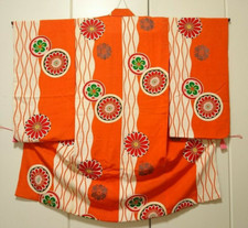 Quimono infantil japonês de seda infantil menina chirimen flor crista laranja branco comprar usado  Enviando para Brazil