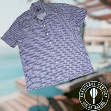 Camisa de acampamento leve masculina Frescobol Carioca estampa geométrica perivinkle GG comprar usado  Enviando para Brazil
