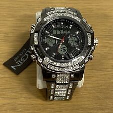 ELGIN Anadigi relógio de pulso de metal arma quartzo tempo duplo 283 cristais face grande NOVO comprar usado  Enviando para Brazil