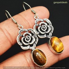 Brincos pendurados de gota étnicos feitos à mão com pedra preciosa olho de tigre 7 GM GE-6747 comprar usado  Enviando para Brazil