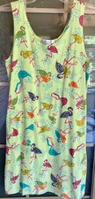 Vestido feminino FRESH PRODUCT verde limão sem mangas com flamingos multicoloridos médio comprar usado  Enviando para Brazil