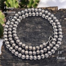 Usado, Colar de miçangas de banco de pérolas navajo escuro 5 mm 18" rabo de raposa do sudoeste esterlino comprar usado  Enviando para Brazil