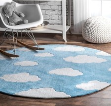 Tapete redondo nuvem quarto de bebê infantil tapete azul macio comprar usado  Enviando para Brazil