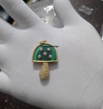 Lindo Berloque de Prata Cogumelo com Diamante Malaquita, Joia Pingente Feita à Mão comprar usado  Enviando para Brazil