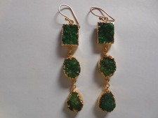 Usado, Brincos lustre de ágata drusa brinco verde alongado brinco de pedra preciosa joias comprar usado  Enviando para Brazil