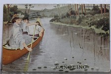 Cartão postal antigo vintage arte casal canoagem vista cartão postal lembrança padrão comprar usado  Enviando para Brazil