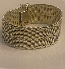 Pulseira Veronese 8” prata esterlina folheada a ouro cesta grande tecido ITÁLIA 925 comprar usado  Enviando para Brazil