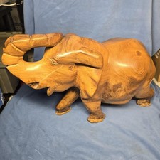 Estátua de elefante esculpida à mão em madeira maciça tronco grande decoração escultura comprar usado  Enviando para Brazil