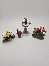 Casa de muñecas miniaturas jardín pájaro baño y flores segunda mano  Embacar hacia Mexico