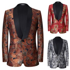 Jaqueta smoking jacquard floral masculina terno blazer casaco peito único tops comprar usado  Enviando para Brazil