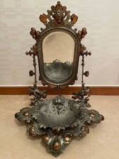 Espelho de mesa de bronze do século XIX com moldura floral – Decoração antiga de vaidade 46cm comprar usado  Enviando para Brazil