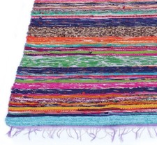 Usado, Tapetes indianos multi roxo algodão tecido à mão tapete decoração piso tapete chindi comprar usado  Enviando para Brazil