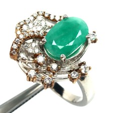 Prata esterlina 925 7 x 10 mm. Anel de joias verde esmeralda e zircão branco tamanho 6 comprar usado  Enviando para Brazil