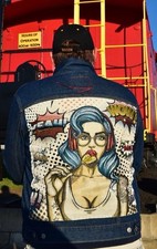 Usado, Jaqueta jeans masculina personalizada por Amorelle Levi’s remendo de costura manual tamanho G nova OOAK comprar usado  Enviando para Brazil