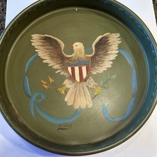 Bandeja de colecionador vintage American Eagle.  13”x 2”.   Pintado à mão por H. Wibers.  comprar usado  Enviando para Brazil