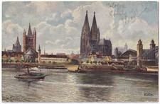 Używany, Artysta-AK PK Köln Total Dom Rhein Statek niebiegły przed 1945 rokiem na sprzedaż  Wysyłka do Poland