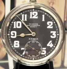 ANTIGO RELÓGIO C1916 OMEGA RFC/RAF WW1 PILOTOS DE AERONAVES MILITARES MOSTRADOR PRETO FUNCIONA comprar usado  Enviando para Brazil