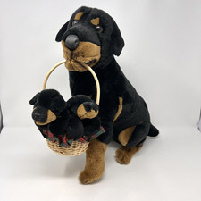 Brinquedo de pelúcia E&J Prima clássico enorme grande realista cachorro Rottweiler com filhotes comprar usado  Enviando para Brazil