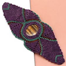 Pulseira étnica olho de tigre anúncio joia fio macramê pedra preciosa feita à mão 8-10""' comprar usado  Enviando para Brazil