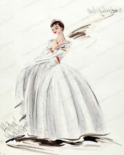 Disfraz Audrey Hepburn Edith Cabeza Estampado 8x10 Dibujo Fiesta Romana 1953 #RMB segunda mano  Embacar hacia Argentina