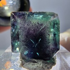 Usado, Amostra de cubo de fluorita fantasma, verde roxo Okorusu, Namíbia 16*14*14mm comprar usado  Enviando para Brazil