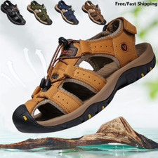 Sandalias de cuero de verano para hombre Zapatillas informales Playa Aire libre Senderismo Zapatos Talla grande segunda mano  Embacar hacia Mexico