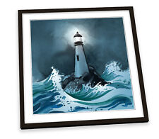 Seascape lighthouse stormy for sale  UK